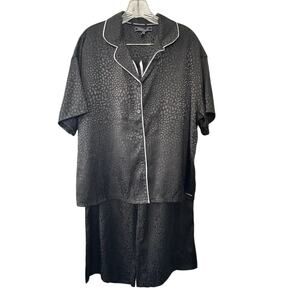 BCBGMaxazria Black Animal Jacquard Alabaster 2 Piece Pajama Set Women's XL